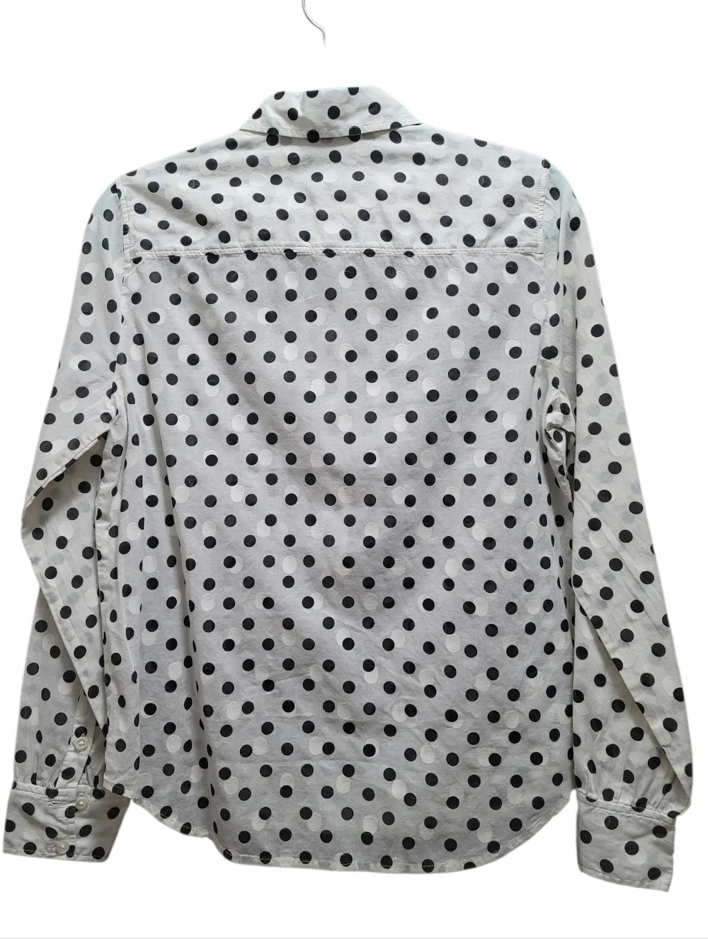 Sz S J Crew Jaquard Popover Button-Up Shirt Black White 100% Cotton Parisian